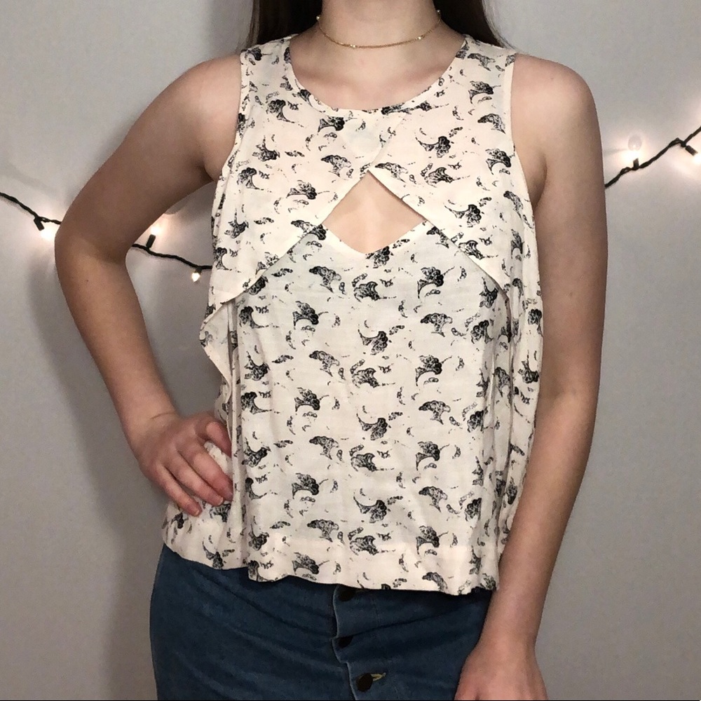 Free People Southern Style Flowy Tank Top Keyhole